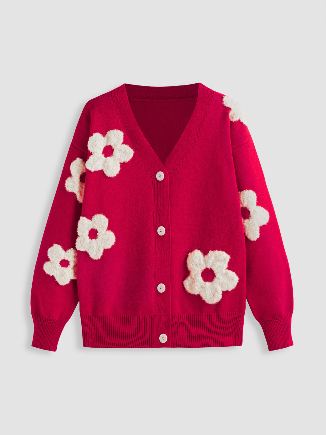 V-neck Graphic Floral Button Cardigan