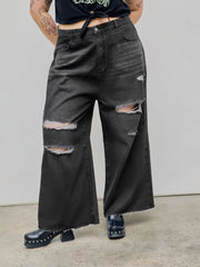 High Waist Ripped Straight Leg Jeans Curve & Plus