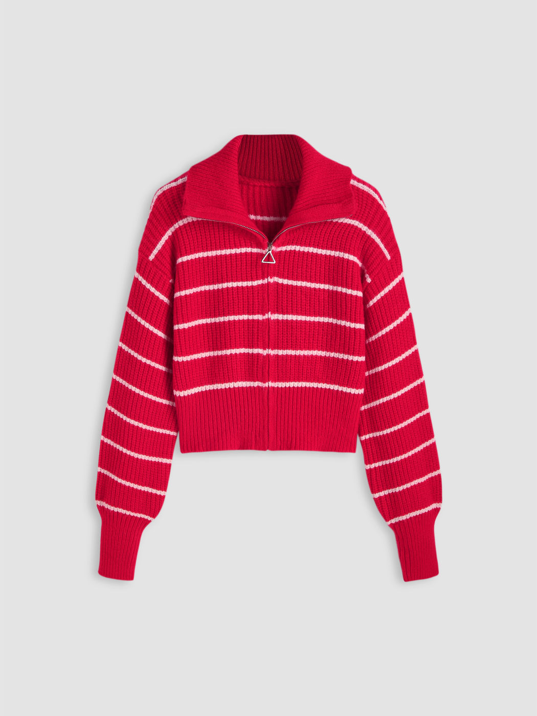 Solid Knit Polo Zipper Cardigan