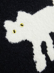 Wool-blend Round Neckline Cat Knitted Long Sleeve Sweater