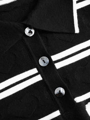 Knit Polo Striped Heart Mini Dress