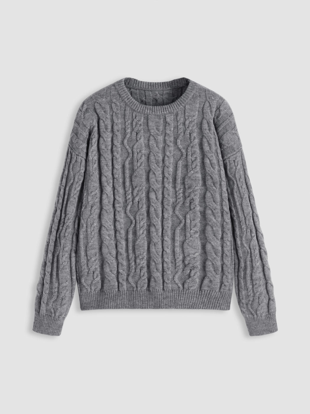 Cable Knit Round Neckline Long Sleeve Sweater