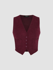 V-Neck Cropped Waistcoat