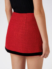 Tweed Mid Waist Zip Button Mini Skirt