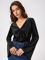 V Neck Long Sleeve Bodysuit