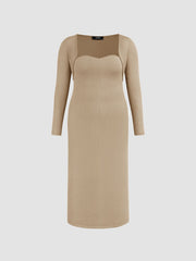 Solid Rib Tube Maxi Dress & Shrug Curve & Plus