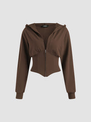 Solid Hooded Corset Hoodie