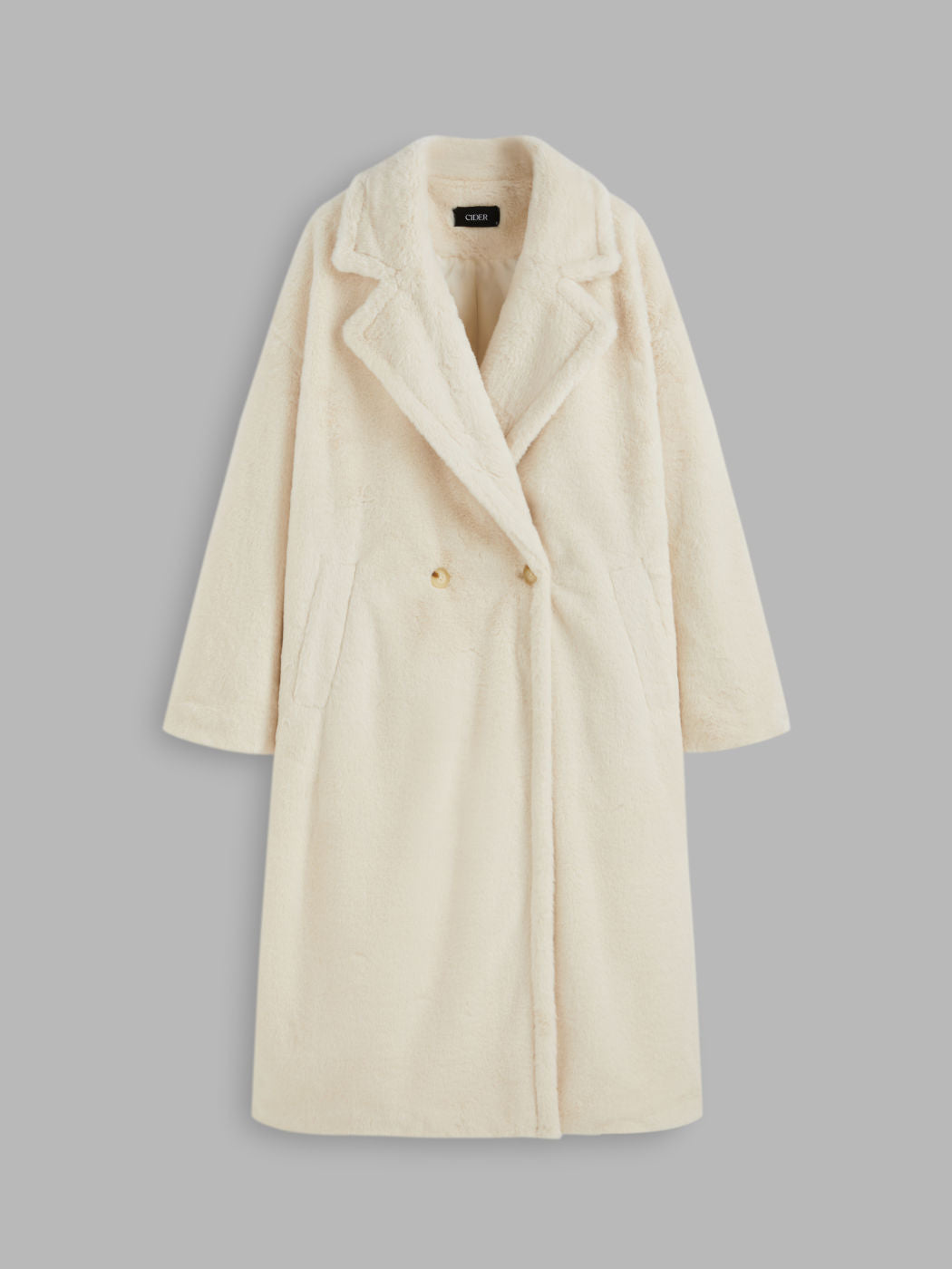 Faux Fur Double Breasted Coat