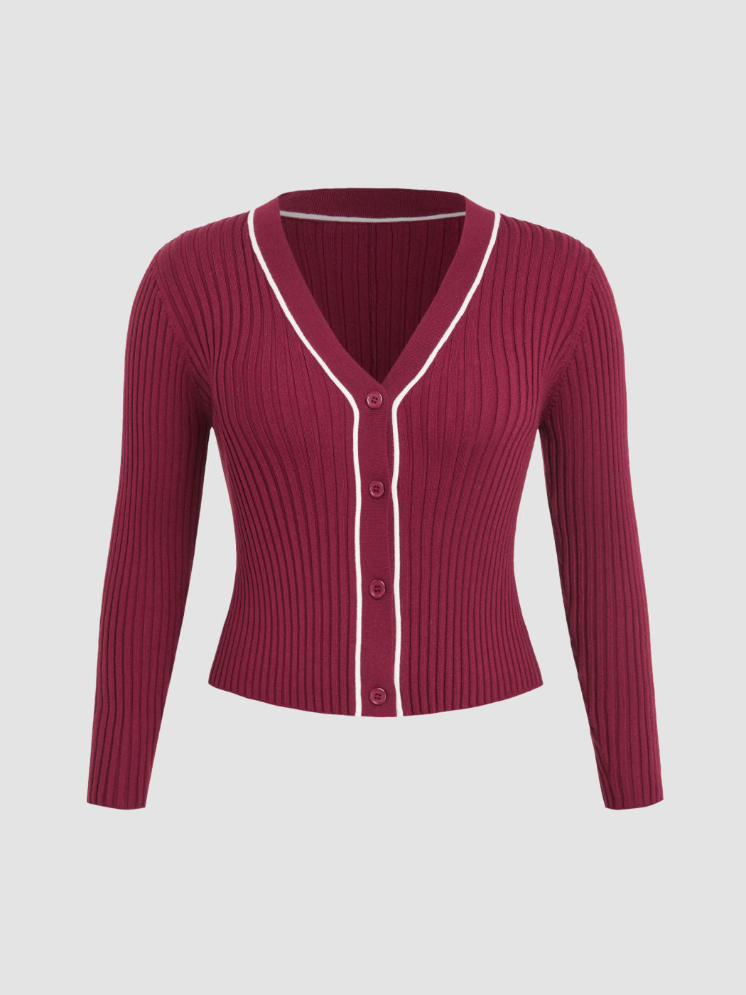 V-neck Rib Knit Button Cardigan Curve & Plus