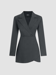 Collar Solid Button Mini Dress