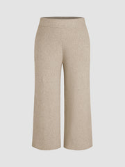 Wool-blend Knitted Mid Waist Wide Leg Trousers Curve & Plus