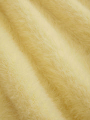 Knit Fuzzy V-neck Solid Cardigan With Scarf Curve & Plus