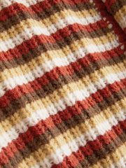 Round Neckline Stripe Button Cardigan
