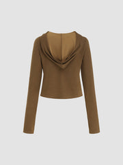 Knit Long Sleeve Crop Hoodie