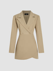 Collar Solid Button Mini Dress