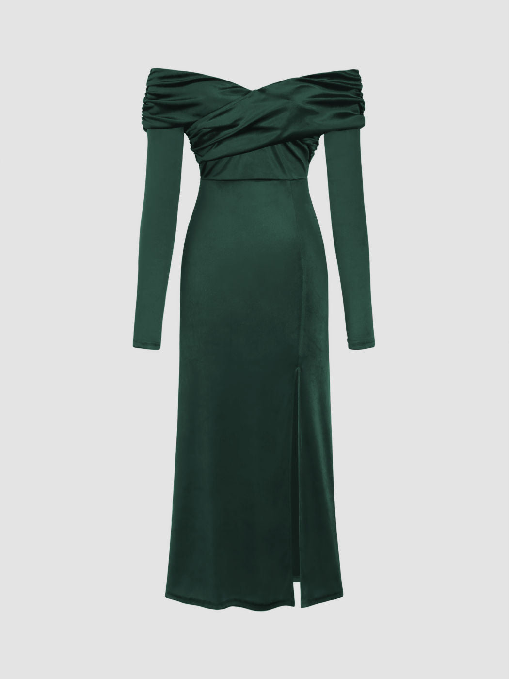 Velvet Off-shoulder Solid Split Maxi Dress
