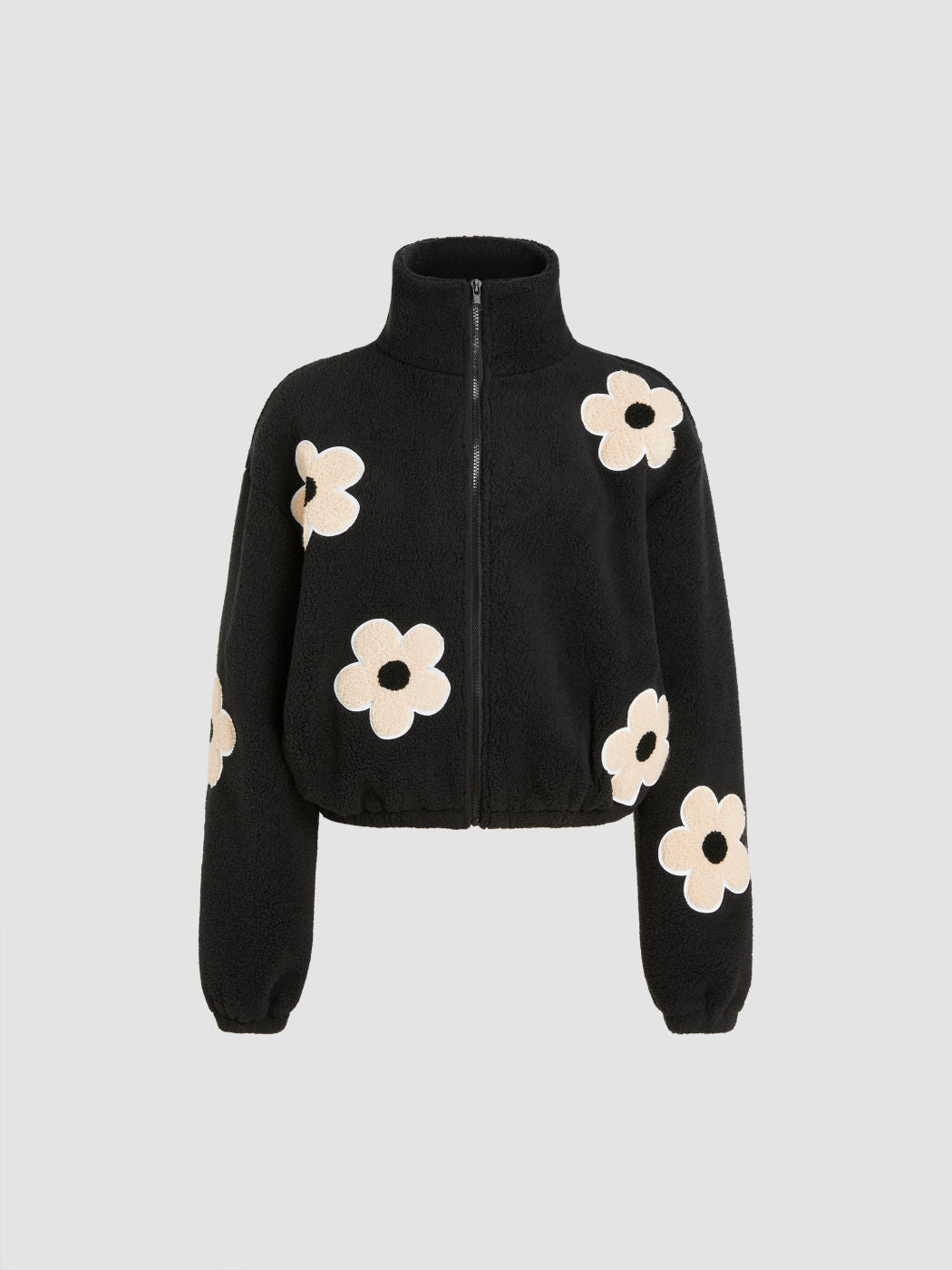 Floral Fleece Zipper Front Jacket