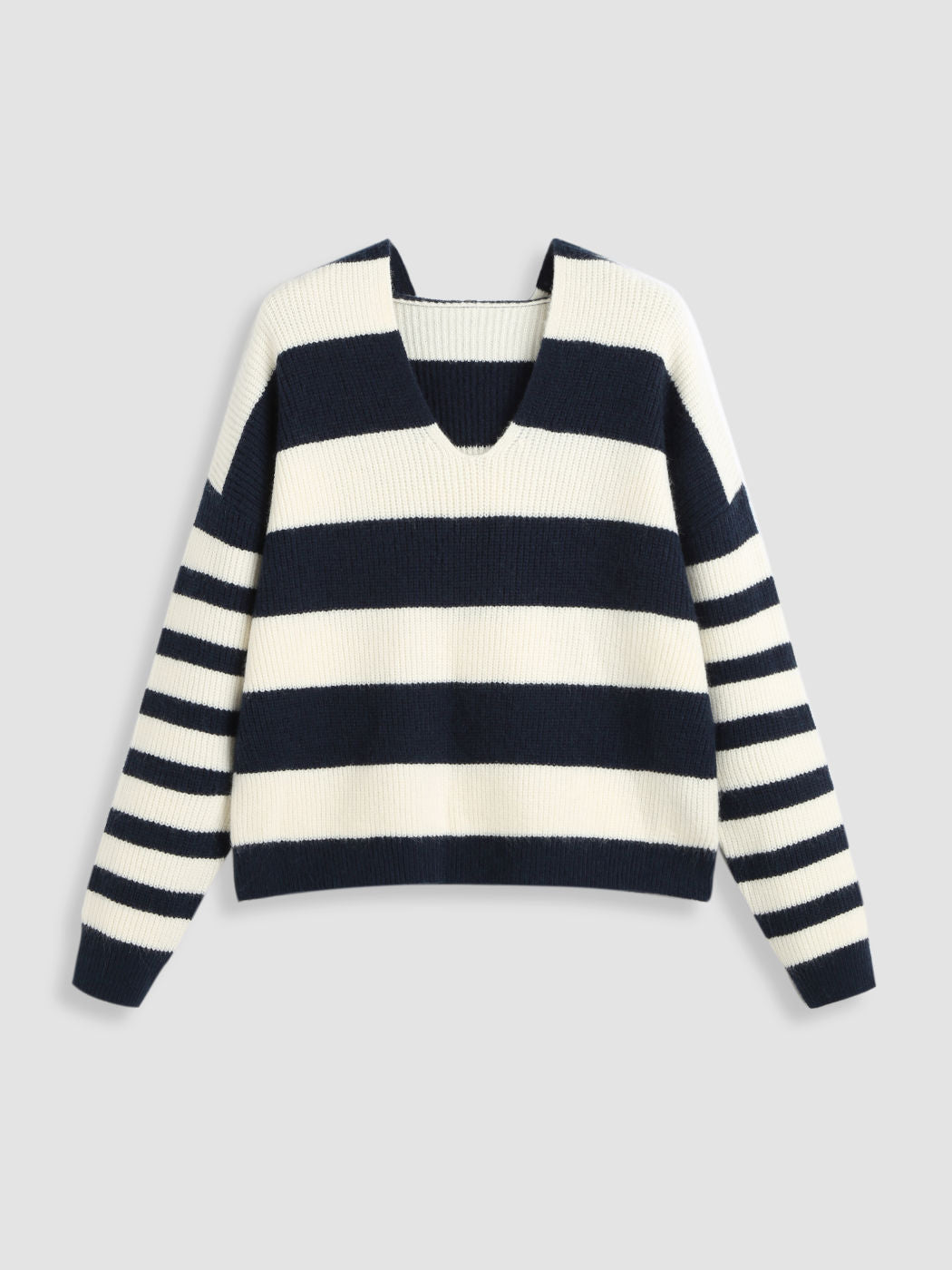 Hooded Stripe Knitted Long Sleeve Top