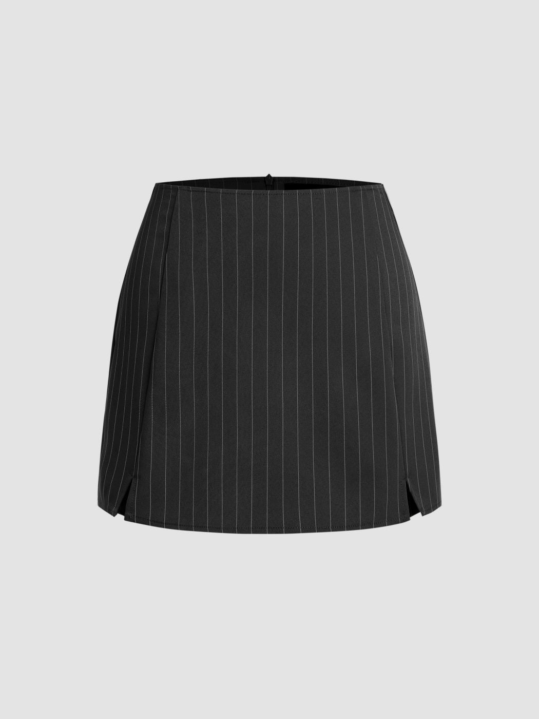 Mid Rise Stripe Slit Zipper Skort