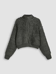 High Neck Zipper Cardigan