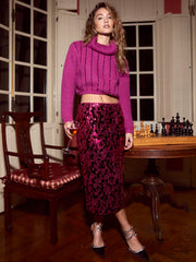 Sequin Mid Waist Split Midi Skirt