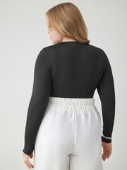 Round Neckline Solid Ruched Bodysuit Curve & Plus