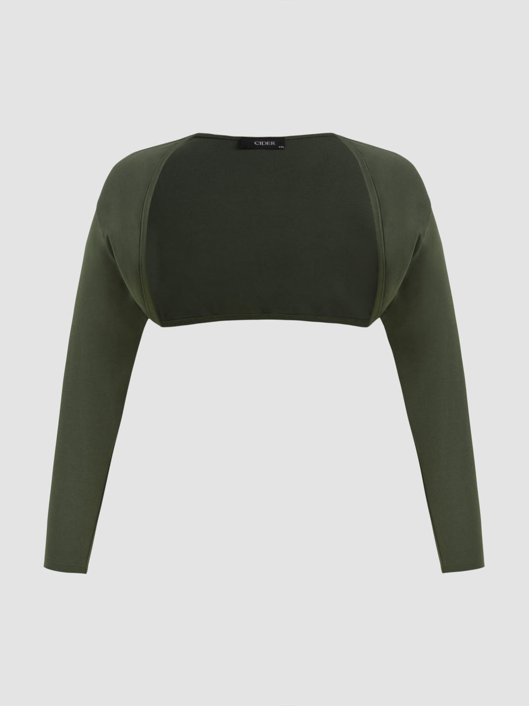 Solid Collarless Long Sleeve Crop Shrug Curve & Plus