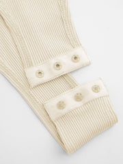 Rib Round Neckline Solid Bodysuit