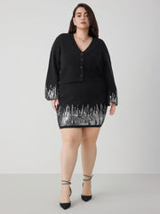 Sequin Middle Waist Knitted Mini Skirt Curve & Plus
