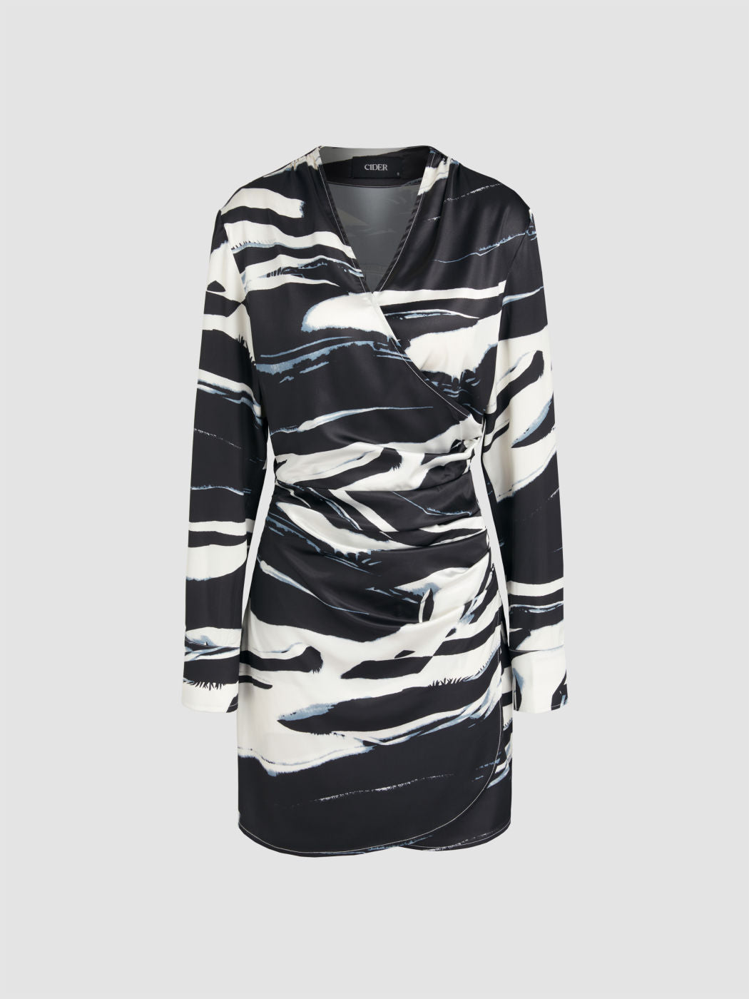 Abstract Geometric Wrap Mini Dress