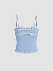 Knit Bowknot Crop Cami Top