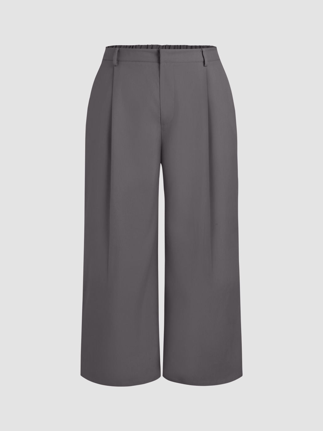 Mid Waist Pleated Pocket Wide Leg Pants Curve & Plus
