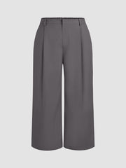 Mid Waist Pleated Pocket Wide Leg Pants Curve & Plus