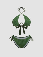 Halter Underwire Criss Cross Tie Side Bikini Set