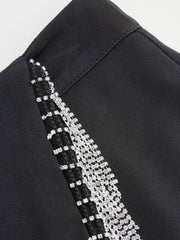 Woven Mid Rise Tassel Trim Mini Skirt