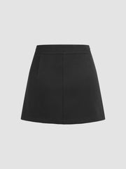 Woven Mid Rise Tassel Trim Mini Skirt