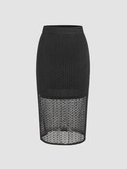 Lace Mid Rise Midi Skirt