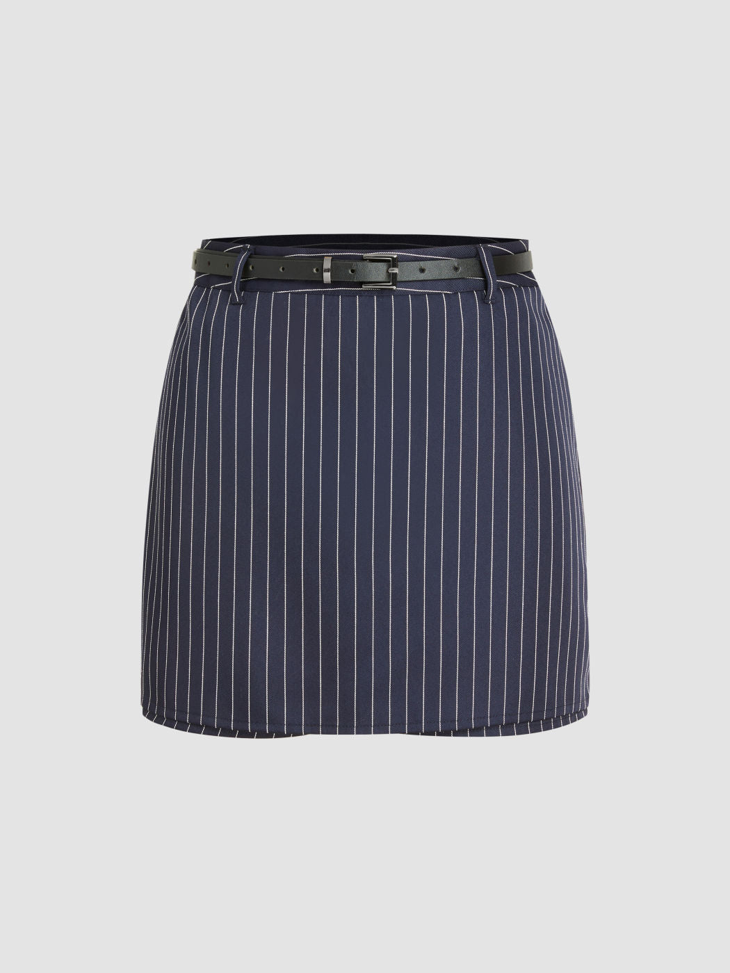 Low Rise Striped Mini Skort With Belt