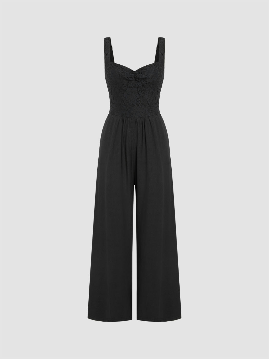 V-neck Lace Wide Leg Jumpsuit