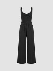 V-neck Lace Wide Leg Jumpsuit