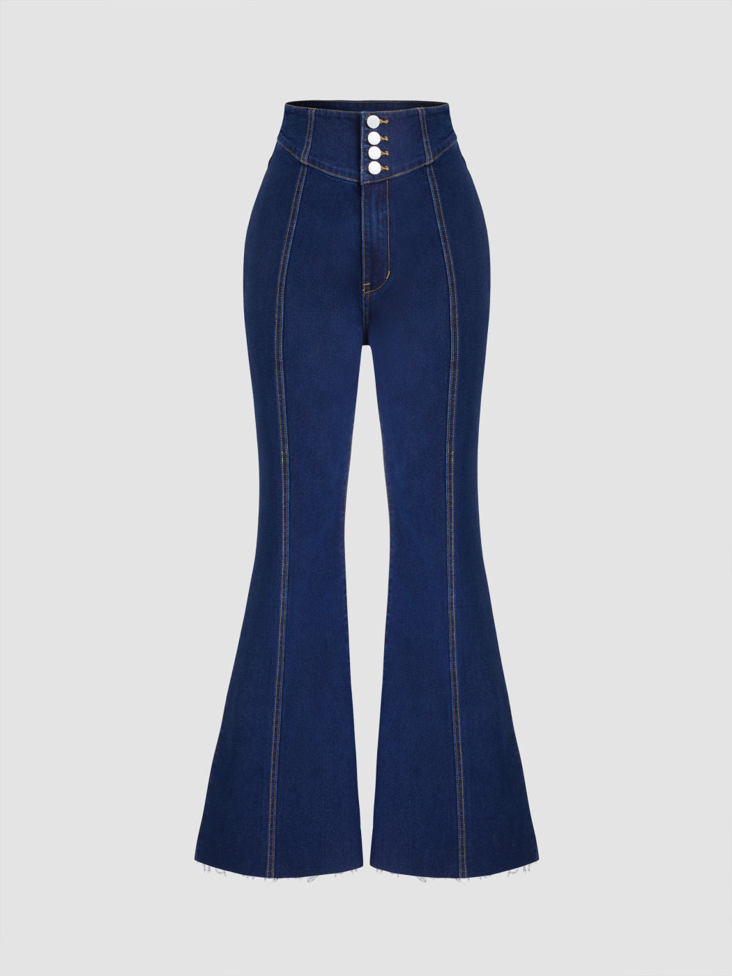 Stretch Denim High Waist Flared Jeans