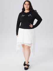 Bowknot Long Sleeve Top Curve & Plus