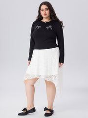 Bowknot Long Sleeve Top Curve & Plus