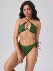Halter Underwire Criss Cross Tie Side Bikini Set