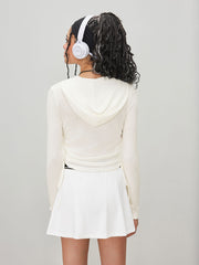Drawstring Ruched Solid Hoodie