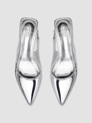 Metallic Pointed Toe Slingback Kitten Heels