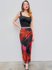 Rib Knit Rose Lace Crop Top