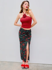 Halter Rosette Cami Tank Top