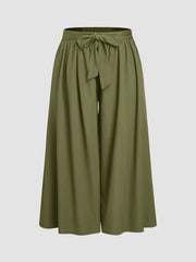 High Rise Bowknot Wide Leg Trousers Curve & Plus