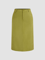 Corduroy High Waist Solid Maxi Skirt Curve & Plus